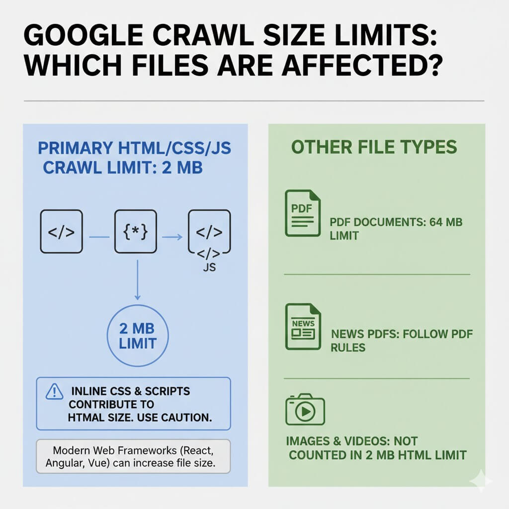 Google Updated Its Crawl File Size Limits: What Webmasters Need to Know 3 Which files are affected by the new crawl size limit